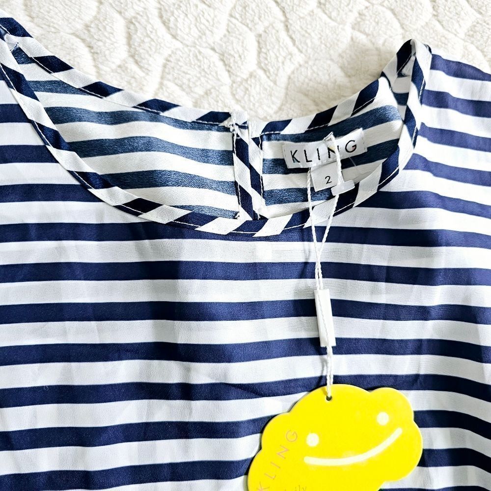 New Kling striped tee shirt dress jaws new with tags spellout 2 XS - Picture 8 of 8